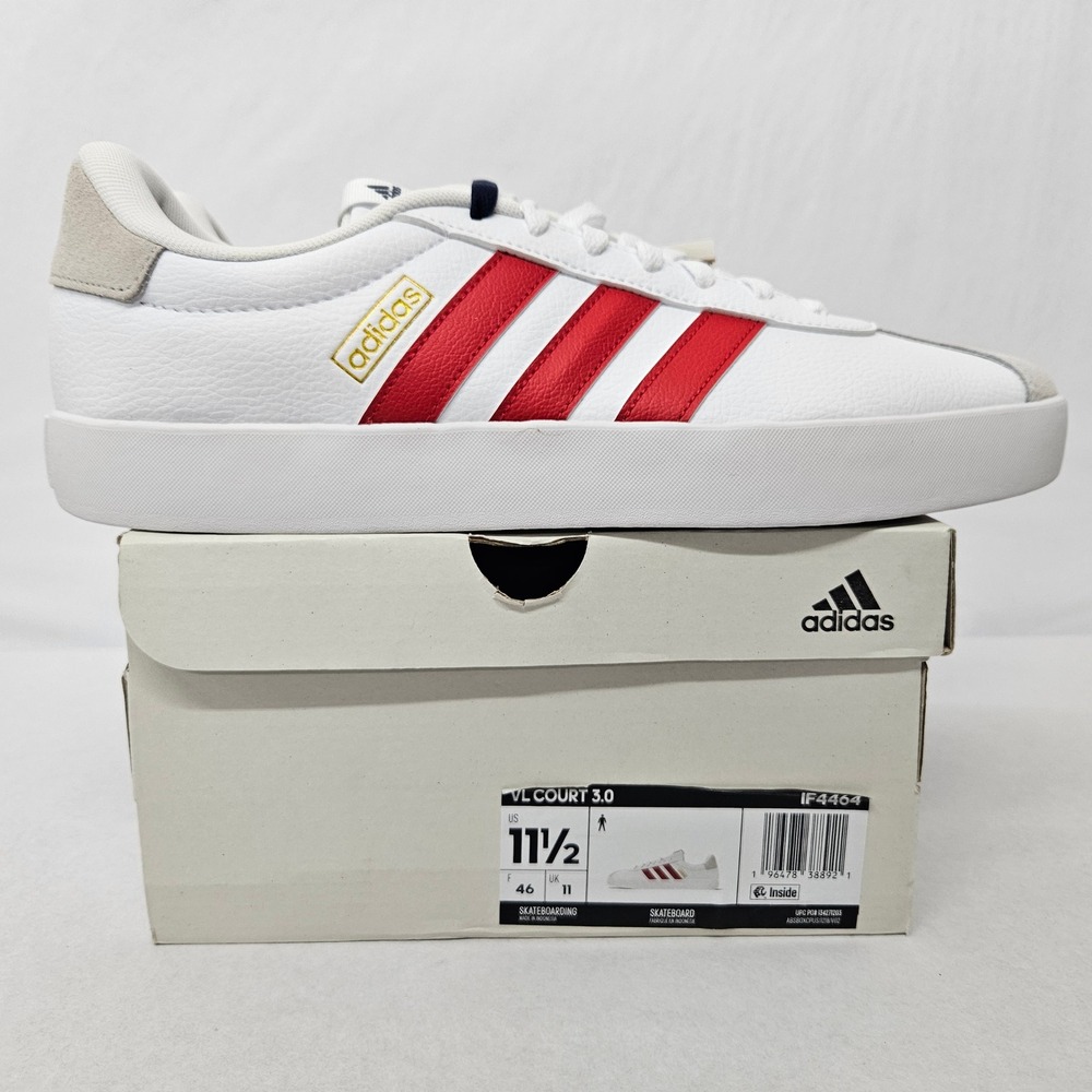 Adidas‎ VL Court 3.0 Skateboarding Shoes IF4464 White Gray Red Men's Size 11.5 - Picture 3 of 11